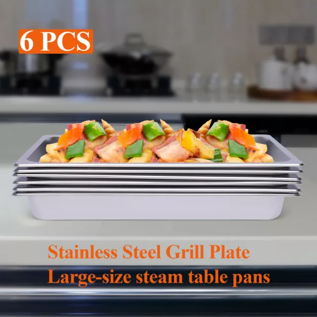 6PCS Restaurant Use BBQ Platters Large Grill Plate Table Pans Stainless Steel