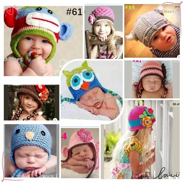 Baby Boy Girl Crochet Beanie Costume Hat Photography 0-3M,3-6M,6-12M,3-6Y