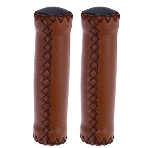 1Pair PU Leather and Soft Rubber Bicycle Beach Cruiser Mountain Bike Handlebar