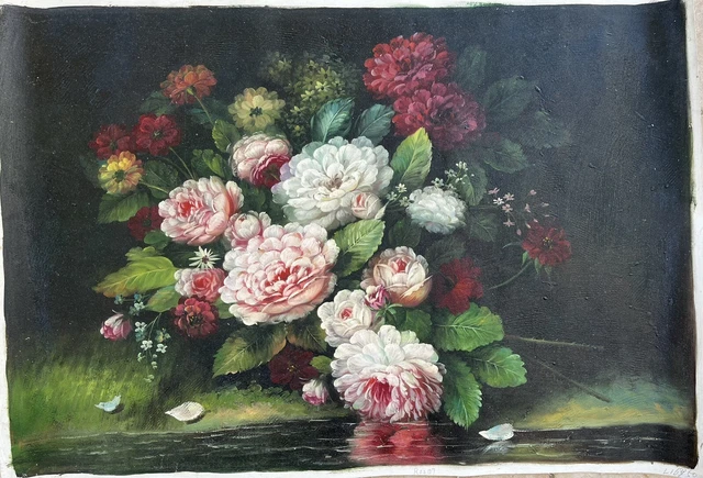 Quadro Olio Su Tela Fiori Rose