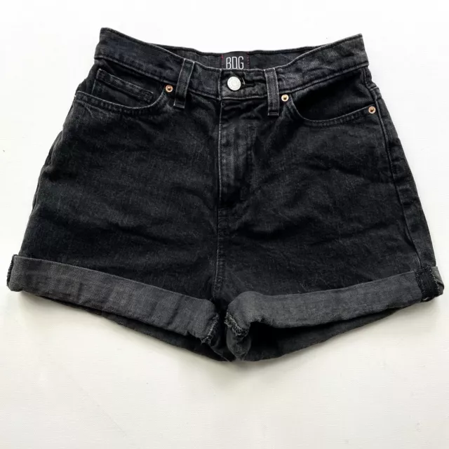 BDG Urban Outfitters Jean Short Women 26 Denim Mom High Rise Cuffed Black Washed