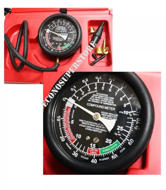 FUEL PUMP & Vacuum Tester Carburetor Valve Pressure Tester Gauge Kit