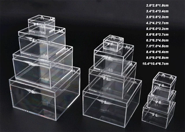 MINI QUADRATISCHE TRANSPARENTE Kunststoff kleine Box Schmuck Container ...