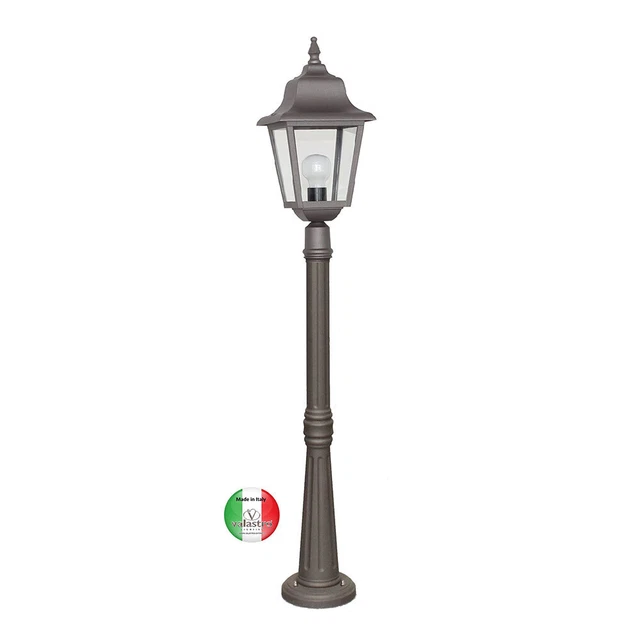 Lampione Da Giardino Vittoriano BAKAJI In Alluminio - Grigio Con Finitura Anticata, 200cm, IP44, E27 - Foto 4