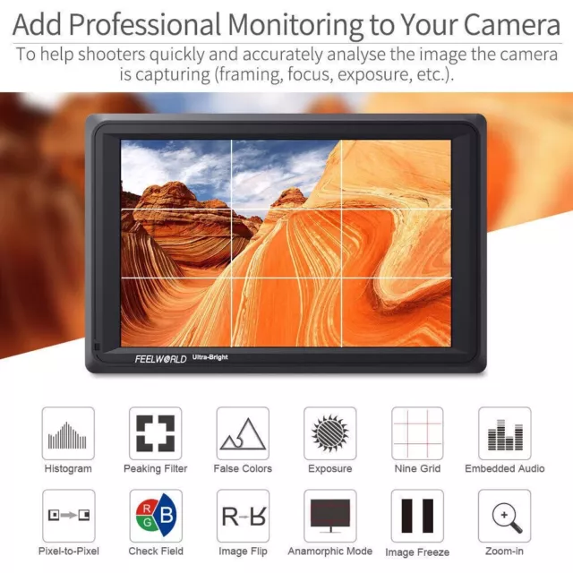 Feelworld FW279S 7 Inch 2200nit Daylight Viewable Camera Field 4K Video Monitor