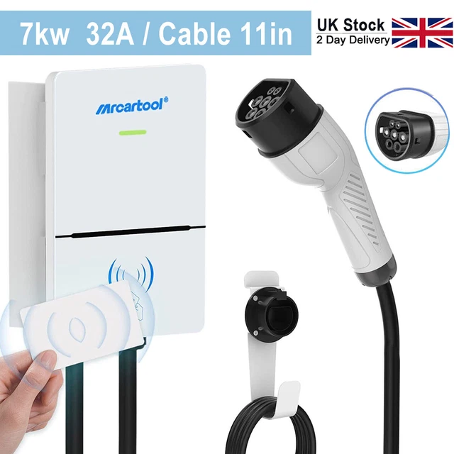 EV CHARGER TYPE 2 Electric Vehicle Wall Box Home Fast Charging Station ...