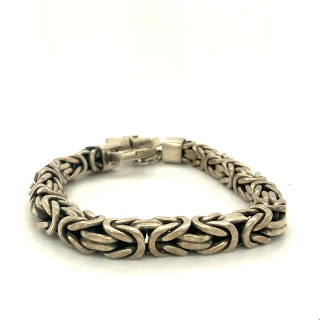 Vtg Signed Sterling Lois Hill Indonesia Modern Weave Byzantine Chain Bracelet 7