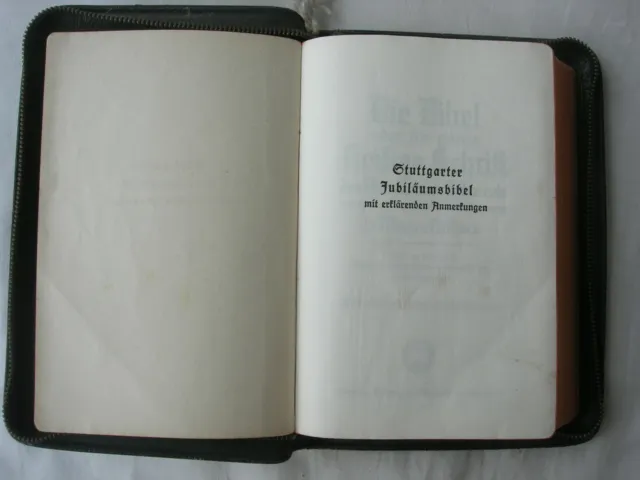 Stuttgarter Jubiläumsbibel 1937. Leder-Taschen-Einband. Dünndruck. Illustriert