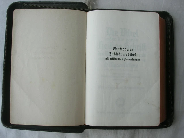 Stuttgarter Jubiläumsbibel 1937. Leder-Taschen-Einband. Dünndruck. Illustriert