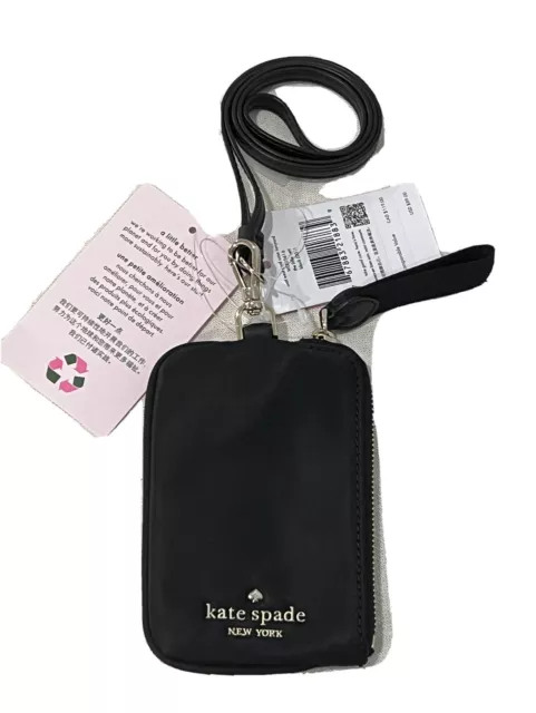 🌸NWT KATE SPADE Chelsea Black Card Case Lanyard ID Multi Zip Card Case WLR00624