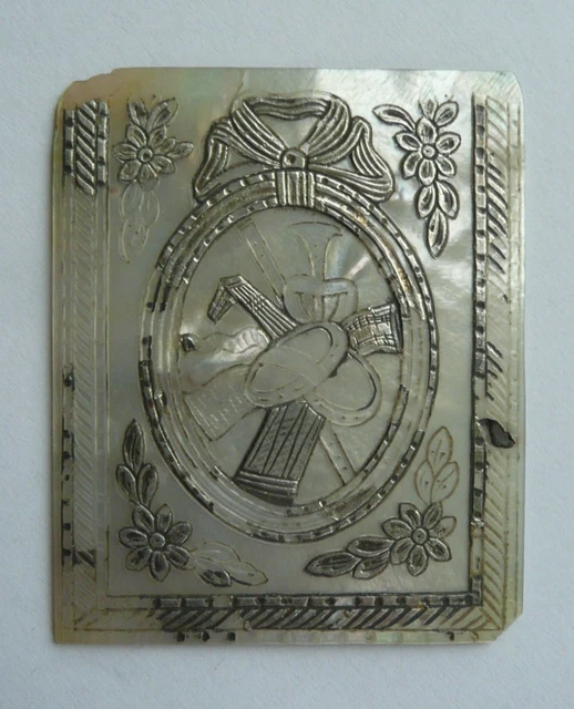 ANCIENNE PLAQUE EN NACRE Incrustations en ARGENT du XVIIIe S. Boite, Carnet Bal EUR 8,00 - PicClick FR