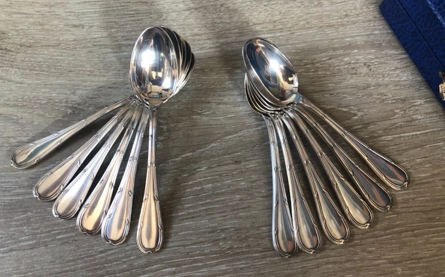 12 cuillères à moka filet en métal argenté on Gens de Confiance