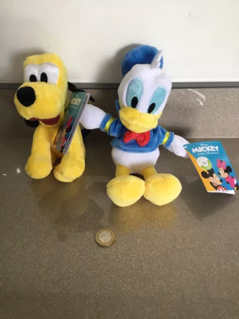 Mickey Mouse & Friends Plush 20cm Soft Toys Donald  & Pluto by Simba Disney New