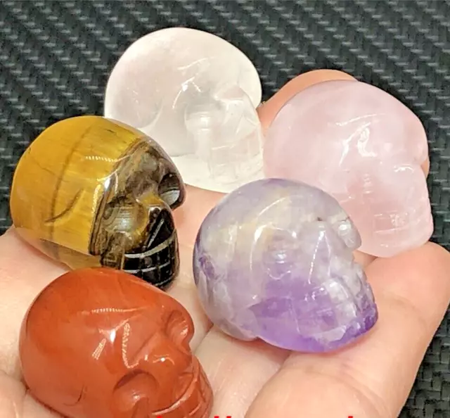 5pcs Wholesale Natural Mixed Skull Quartz Crystal Carved Skull Gem Healing 1"