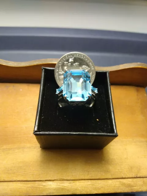 Size 9 Sterling Ring Made With 18x13 mm Aquamarine Crystal From Swarovski(337) 3