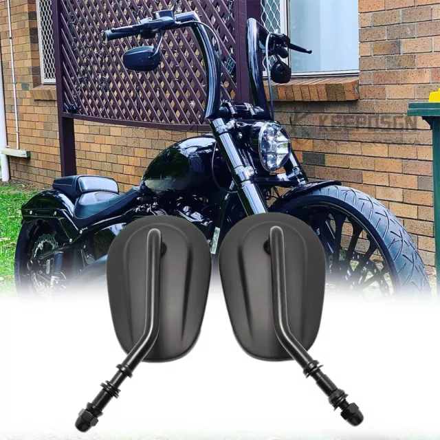 Black Motorcycle Mirrors For Harley Davidson Street Glide Softail Sportster Dyna