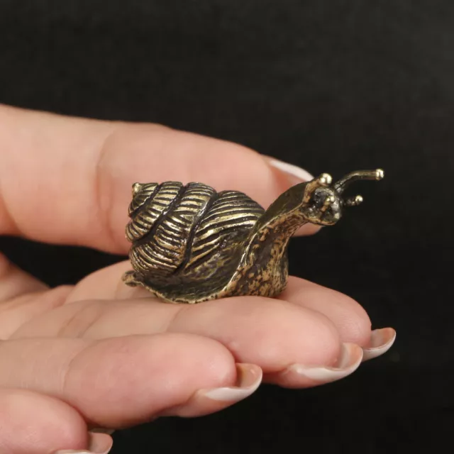 Vintage Brass Snail Statue Ornament Insect Animal Statue Toys Desktop Decoration