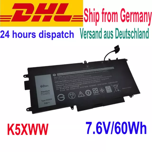 K5XWW Battery Notebook Akku für Latitude 5289 7389 7390 2-in-1 Series 7.6V 60Wh