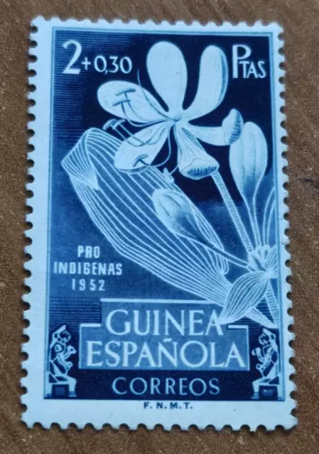 SELLO GUINEA ESPAÑOLA Ed. Pro Indígenas Flores 1952 - Nuevo (ORIGINAL)