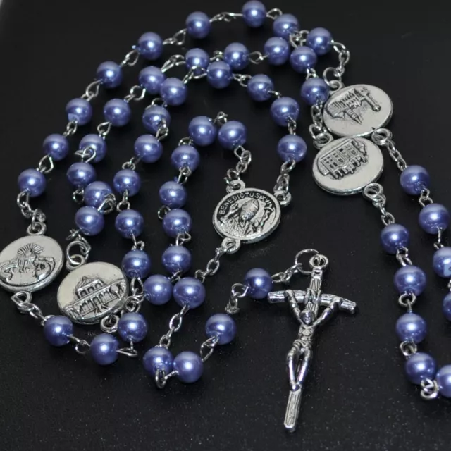 Rosenkranz Kette Gebetskette Jesus Perlen Kreuz silber Herren Damen Schmuck  KV27