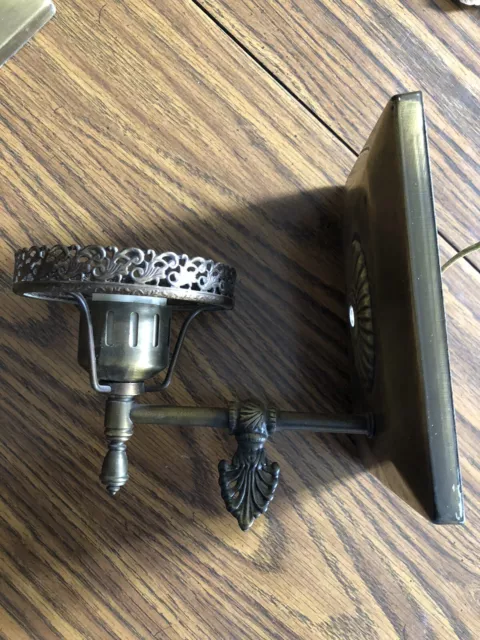 vintage brass Electric Light holders pair wall sconces.