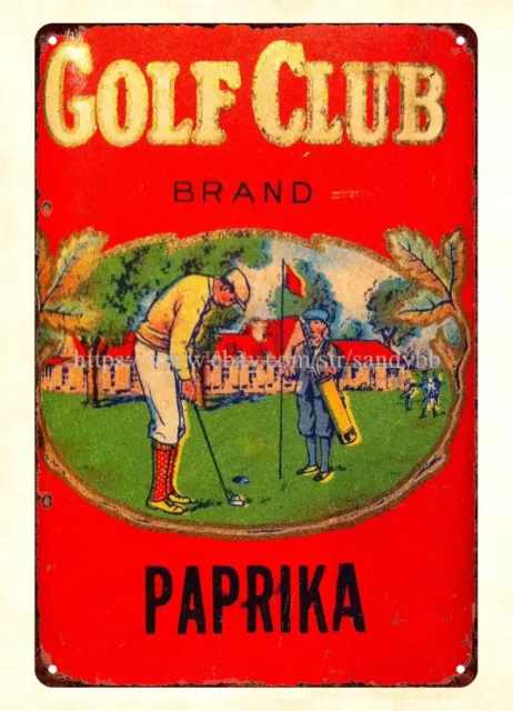 Golf Club brand paprika spice metal tin sign plaque metal wall decor