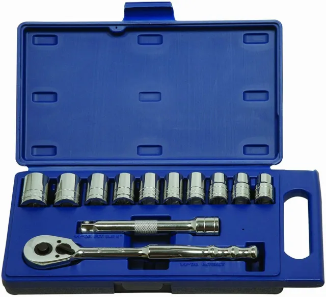 New Williams 12 Pc, 1/2" Dr. Socket & Drive Tool Set, Metric, 12-Pt-50669-F.Ship