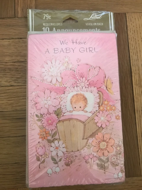 Vintage Baby Girl Birth Announcements Pack Of 10