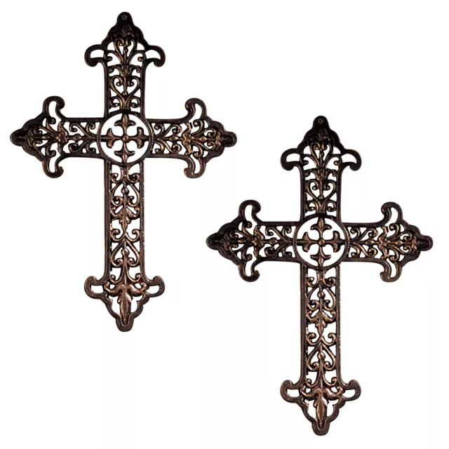 Design Toscano Fleur de Lis Cross: Set of Two