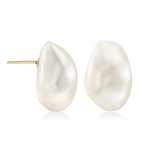 Fashion White Baroque Pearl Earrings 18k Ear Stud Accessories Dangle Mesmerizing