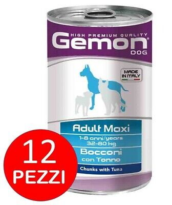 Gemon Adult Maxi Bocconi con Tonno 12x 1250 gr Monge cane scatolette premium