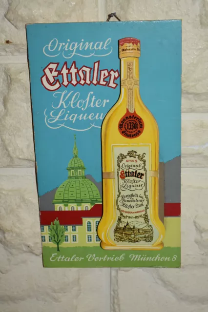 Altes Reklameschild 30/40er Jahre Ettaler Kloster Liqueur,München 8,Original