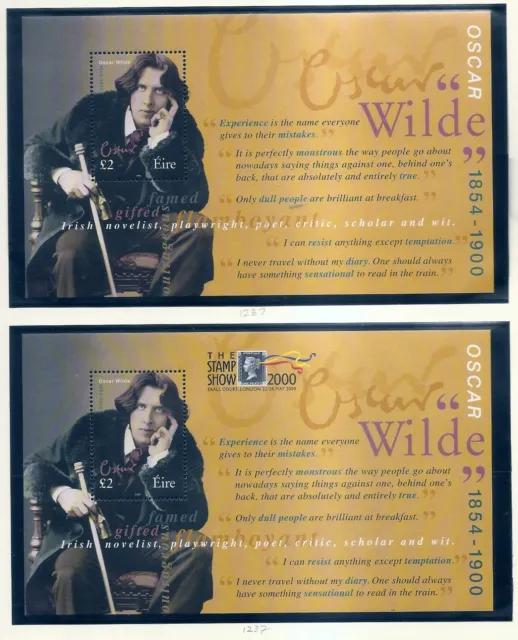 IRELAND EIRE Oscar Wilde Centenary S/Ss  2001 MNH Scott 1237 + 1237a