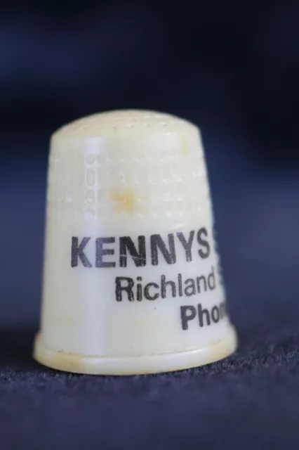 Vintage Collectible Porcelain Sewing Thimble Kenny's Sewing Center Johnstown PA