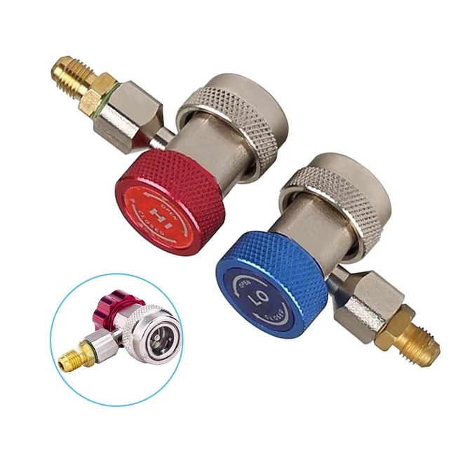 Adaptateurs Climatisation R134A Vers R12 - 2 Pièces Laiton - Connecteurs Filetage Femelle 1/4 SAE