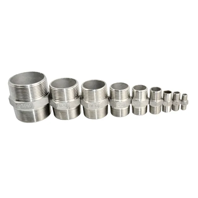 1/8"-2" Male x Male Hex Nipple Stainless Steel SS 304 Threaded Pipe Fitting BSPT