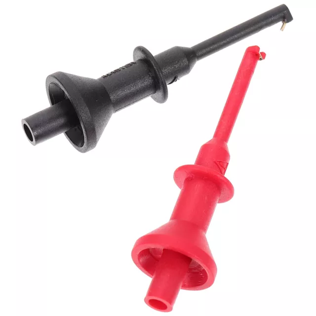 2Pcs Multimeter Test Hook Electrical Grabber Probe - 4mm Plug-in Testing Tools