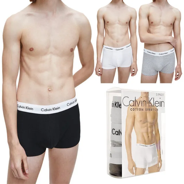 Calvin Klein Mens Boxers 3 Pack Low Rise Soft Cotton CK Trunks Underwear