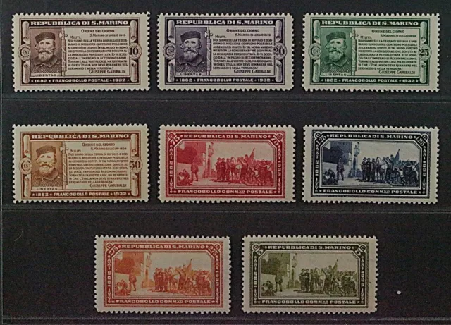 1932, SAN MARINO 184-91 * Garibaldi, 8 Werte komplett, Originalgummi, 1300,-€