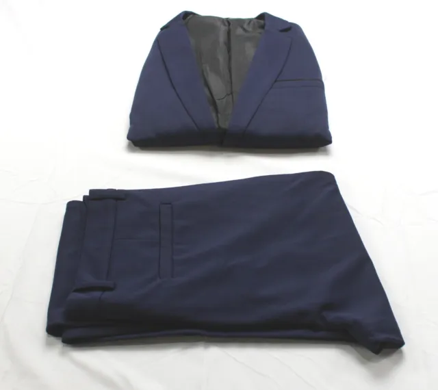 Shein Men's Shoulder Pad Single Breasted Suit Jacket & Pants Set CG2 Navy Medium