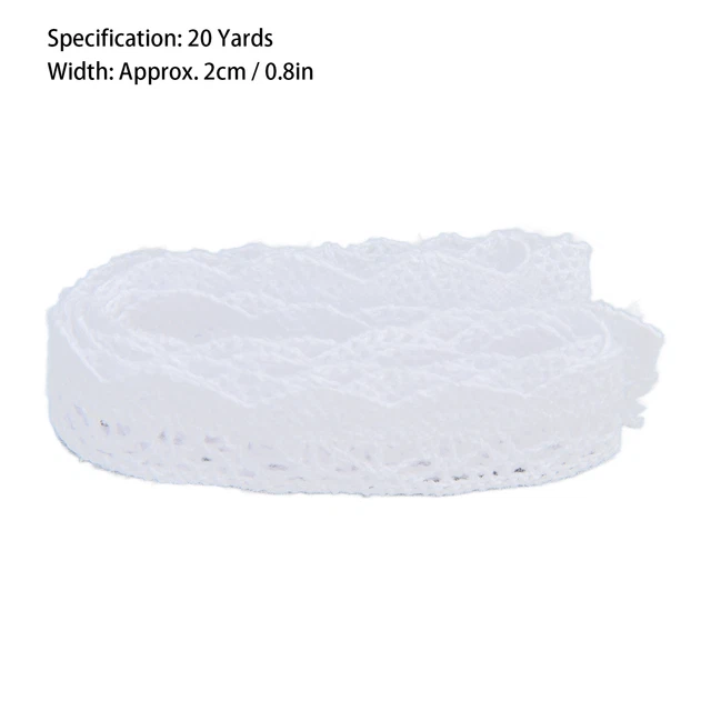 (Bianco)20 Yards Nastro Di Pizzo Di Cotone 2 Cm Di Larghezza Nastro Di Pizzo
