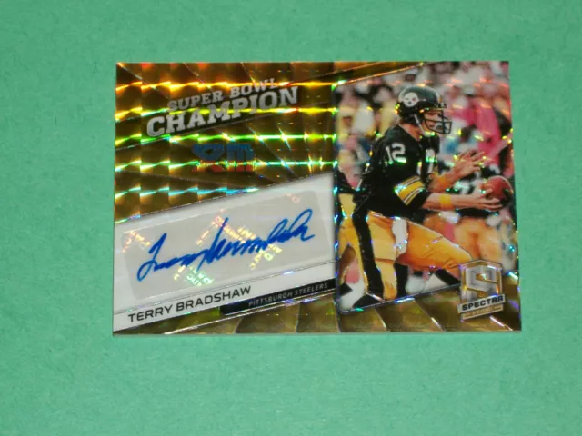 Terry Bradshaw Auto Card Spectra Super Bowl Champion /10 Pittsburgh Steelers!!!