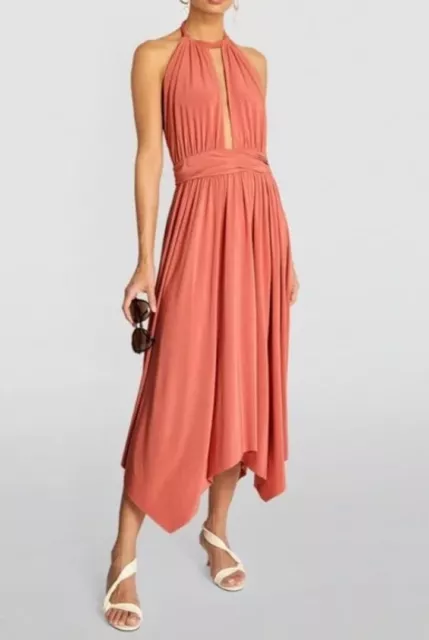 $330 XS MISA Los Angeles Carissa Dress Small in Coral Corve