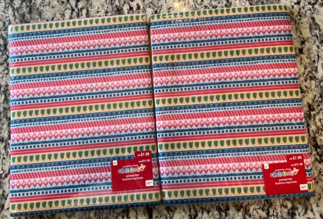 (2) Hojas de fieltro impresas de Navidad de Creatología 9x12 10 piezas cada lote de 2 paquetes
