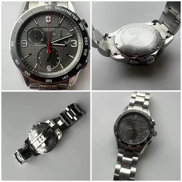 VICTORINOX SWISS ARMY Chrono Classic Watch Ref 241657 Black Strap used 150.00 PicClick UK