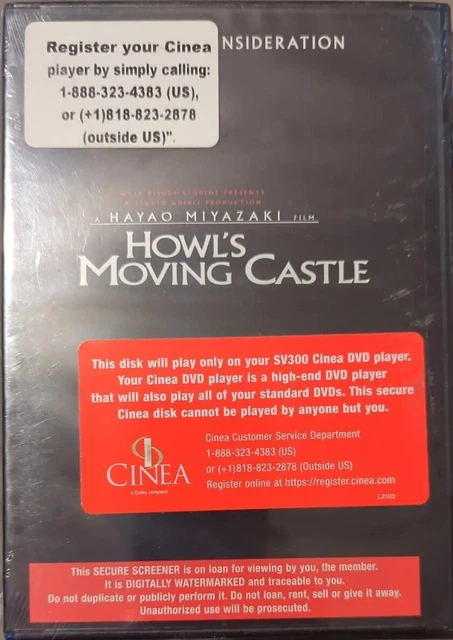 HOWLS MOVING CASTLE Studio Ghibli FYC DVD Disney Miyazaki RARE CINEA