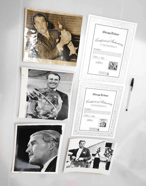 RARE 4 ORIGINAL Wernher von Braun Press Photos with COA, V2 Rocket