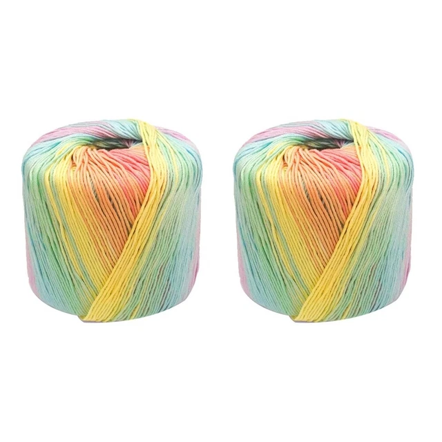 2 Rolls Knitting Yarn Material Shawl Cake Embroidery Color Segment Twisted