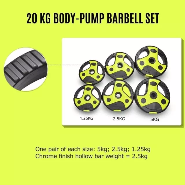 20kg Aerobic Barbell Weights Set Crossfit Barbell Pump Set for Weightlifting Gym 3