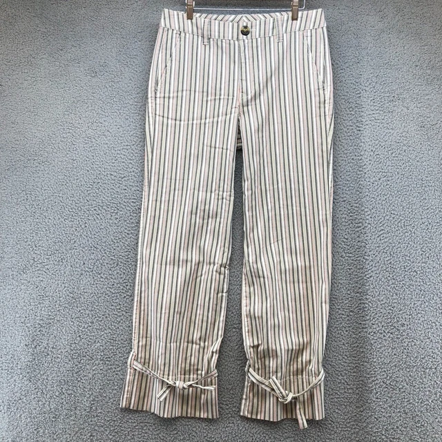 Cabi The Visionary Convertable Trouser Pants Womens 10 Island Stripe Mid Rise